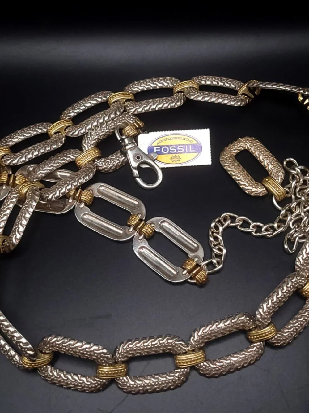 Vintage Fossil Two-Tone Metal Adjustable Belt